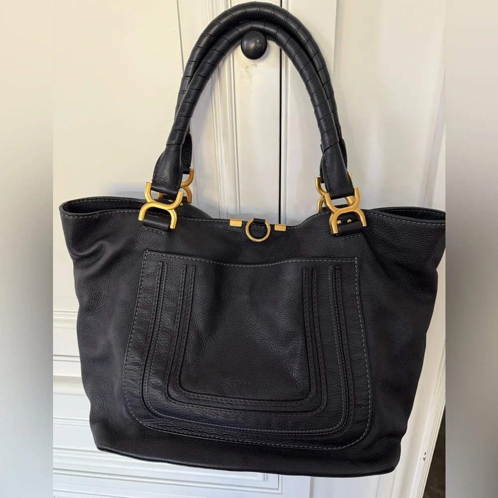 Authentic Chloe Marcie Pebbled Leather Tote - Picture 1 of 13